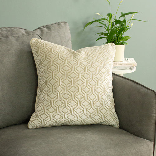 Paoletti Avenue Velvet Jacquard Cushion Cover in Ivory