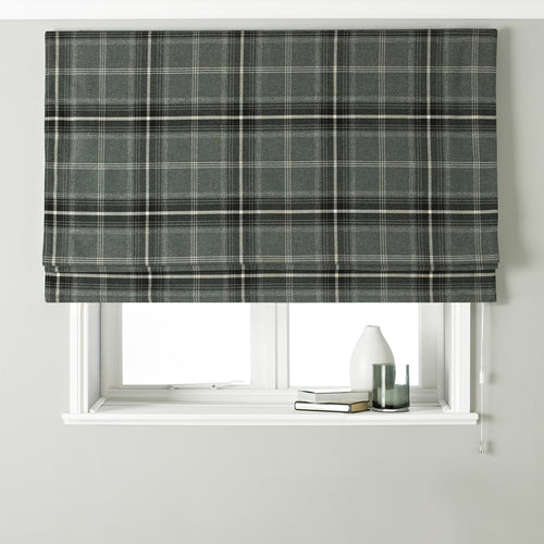 Paoletti Aviemore Tartan Faux Wool Roman Blind in Grey