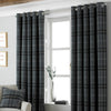 Paoletti Aviemore Tartan Faux Wool Eyelet Curtains in Grey