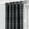 Paoletti Aviemore Tartan Faux Wool Eyelet Curtains in Grey