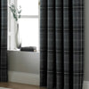 Paoletti Aviemore Tartan Faux Wool Eyelet Curtains in Grey