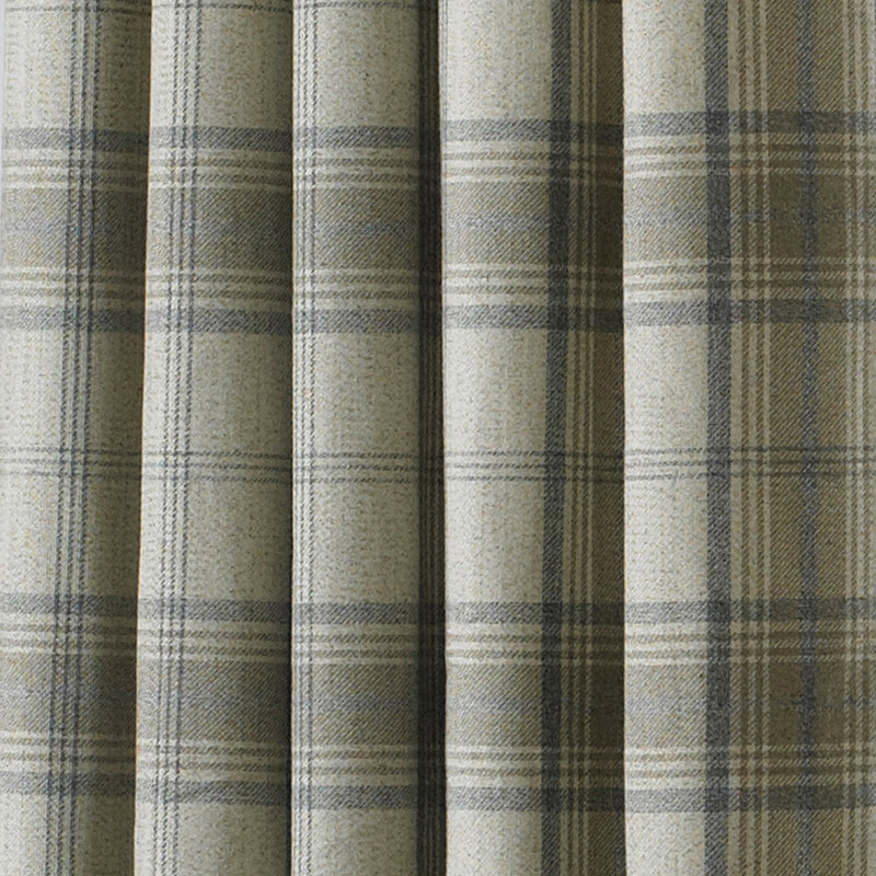 Paoletti Aviemore Tartan Faux Wool Eyelet Curtains in Natural