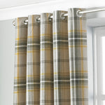 Paoletti Aviemore Tartan Faux Wool Eyelet Curtains in Ochre