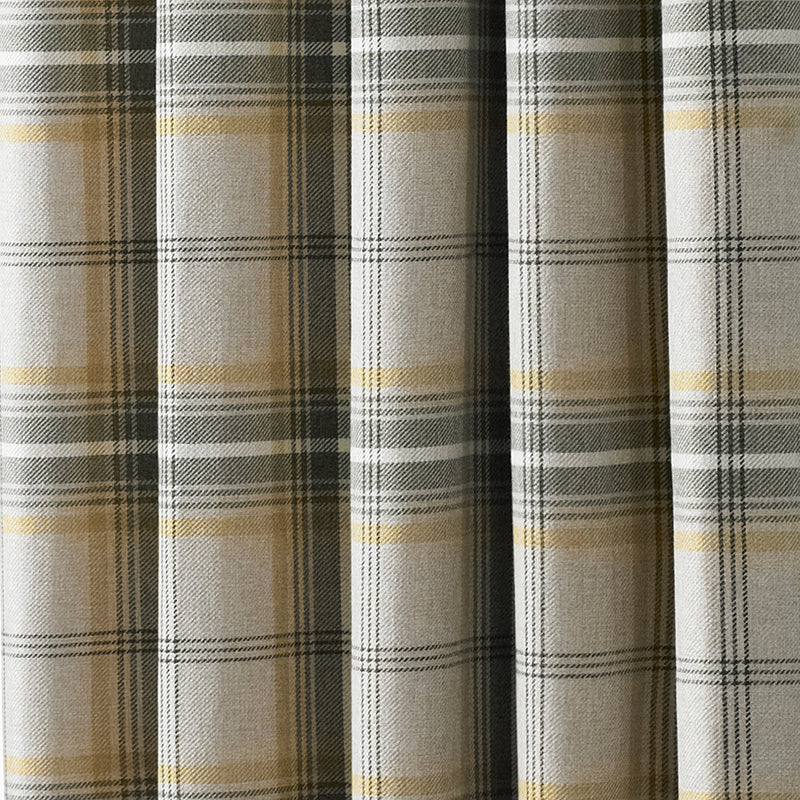 Paoletti Aviemore Tartan Faux Wool Eyelet Curtains in Ochre