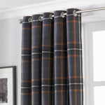 Paoletti Aviemore Tartan Faux Wool Eyelet Curtains in Rust