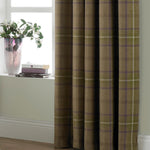 Paoletti Aviemore Tartan Faux Wool Eyelet Curtains in Thistle