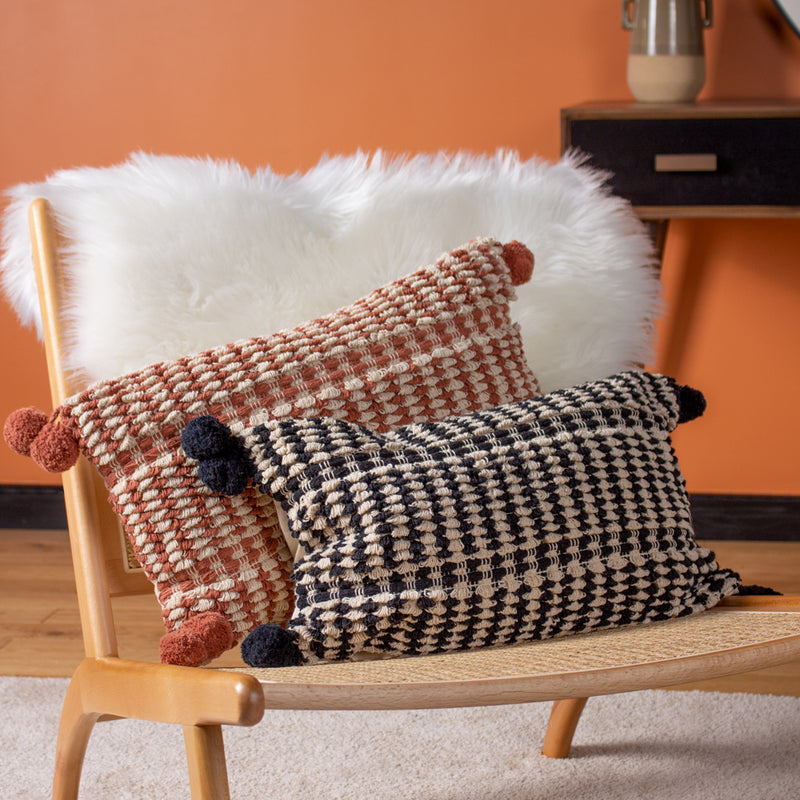 furn. Ayaan Pom-Pom Cushion Cover in Brick