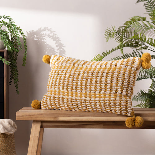 furn. Ayaan Pom-Pom Cushion Cover in Mustard