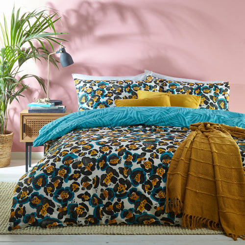 furn. Ayanna Leopard Print Duvet Cover Set in Teal