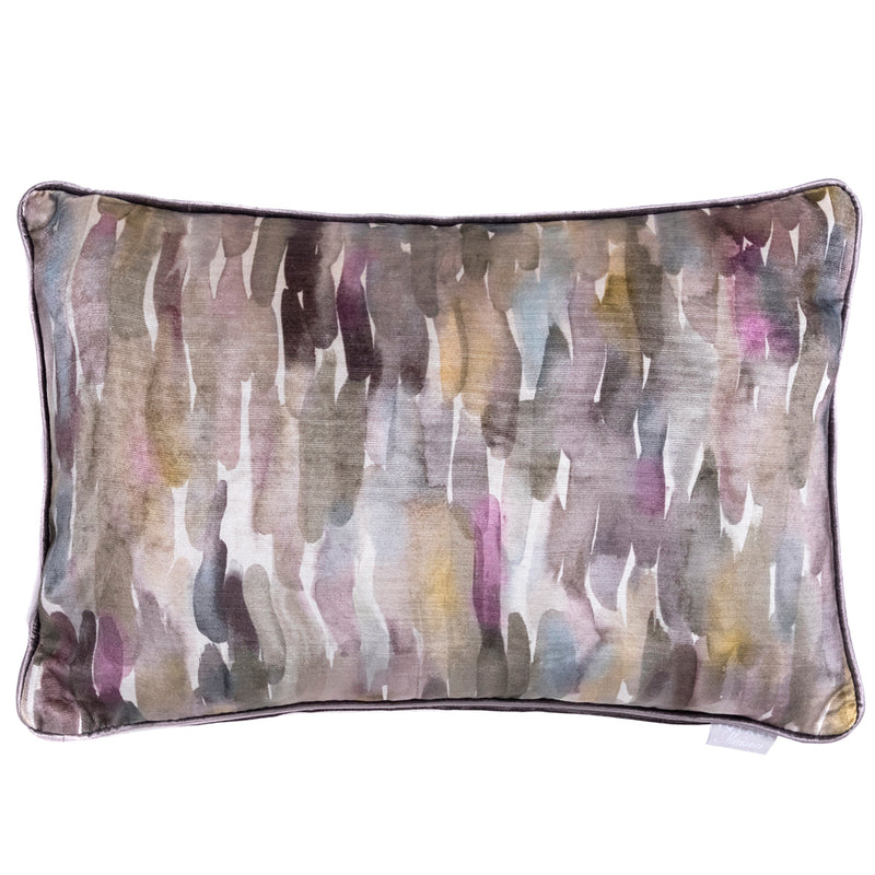 Abstract Beige Cushions - Azima Printed Velvet Cushion Cover Ironstone Voyage Maison