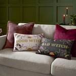  Black Cushions - Bad Witch Embroidered Velvet Cushion Cover Black Magic Furn