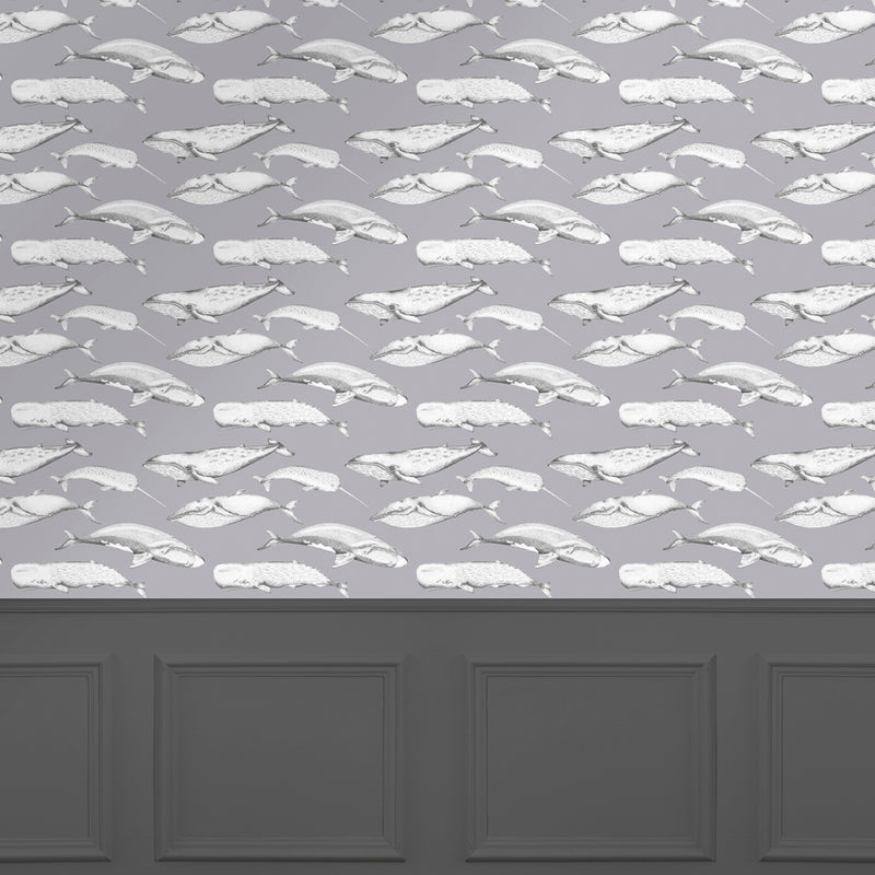 Voyage Maison Balaenae 1.4m Wide Width Wallpaper in Charcoal