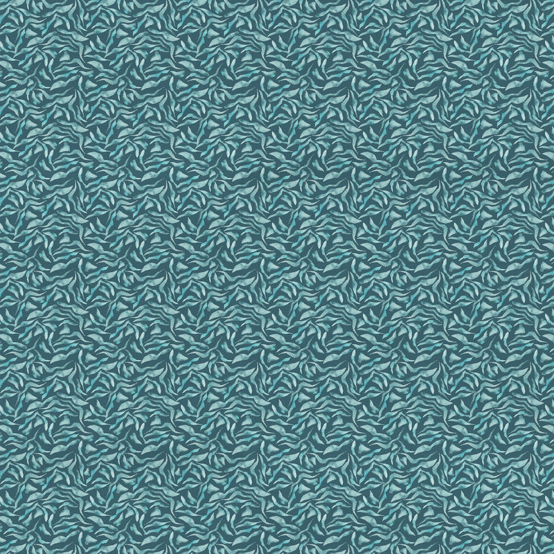 Abstract Blue Fabric - Balaya Printed Cotton Fabric (By The Metre) Teal Voyage Maison