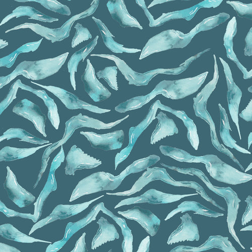 Abstract Blue Wallpaper - Balaya  1.4m Wide Width Wallpaper (By The Metre) Teal Voyage Maison