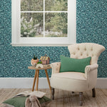 Abstract Blue Wallpaper - Balaya  1.4m Wide Width Wallpaper (By The Metre) Teal Voyage Maison