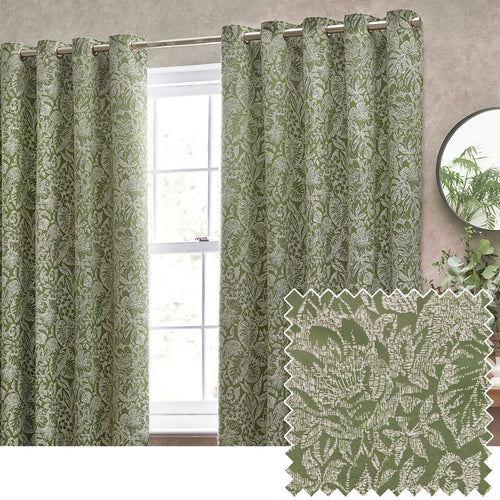 Wylder Bali Eyelet Curtains in Olive