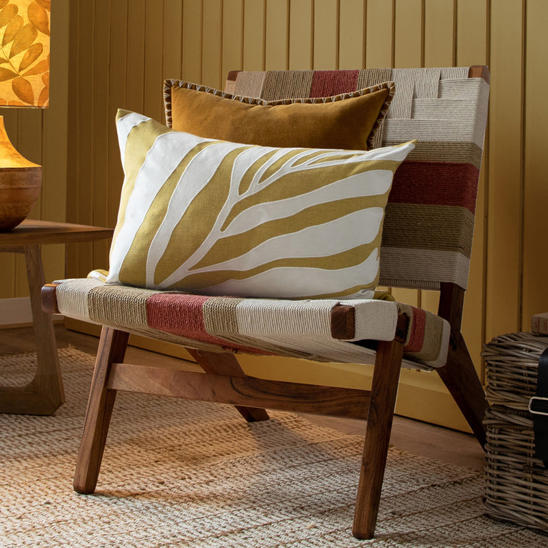 Floral Yellow Cushions - Bamboo Embroidered Cushion Cover Mustard Additions