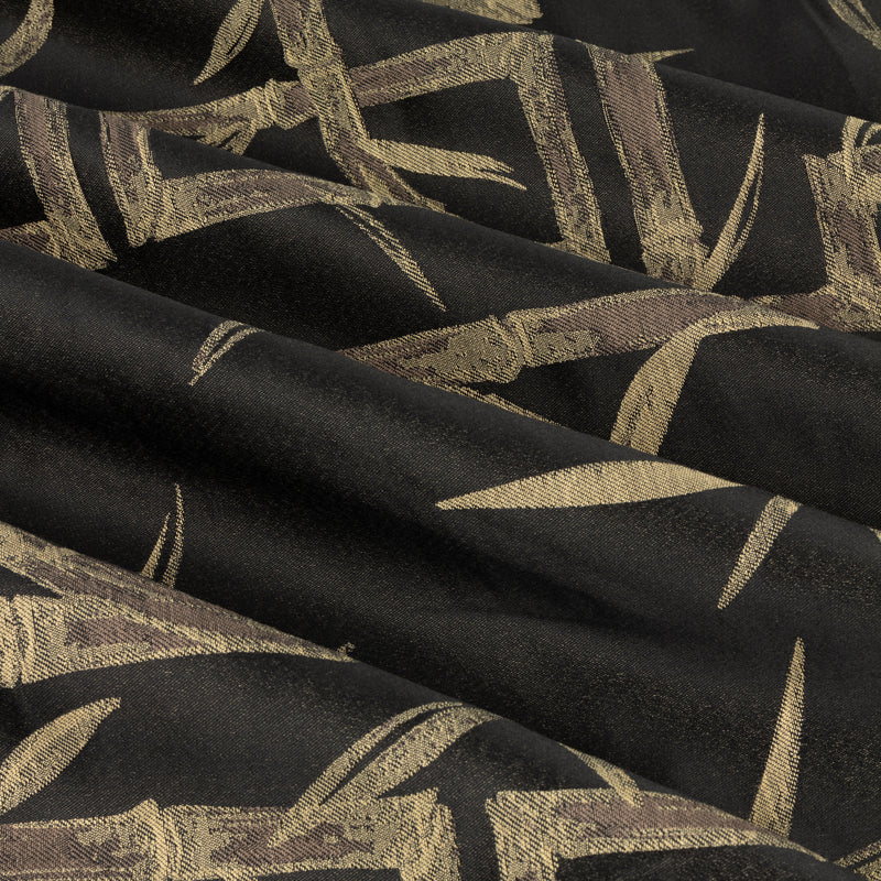 Bamboo Jacquard Room Darkening Eyelet Curtains Black