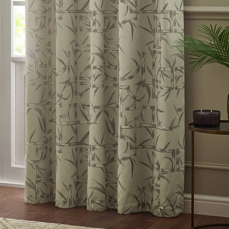 Bamboo Jacquard Room Darkening Eyelet Curtains Champagne
