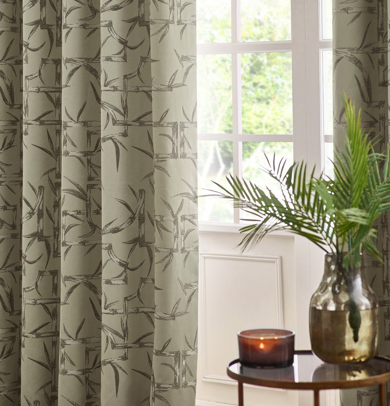 Bamboo Jacquard Room Darkening Eyelet Curtains Champagne