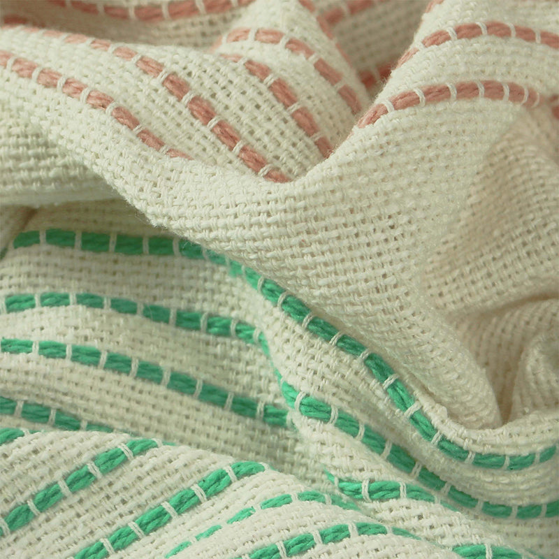 furn. Banda Tasselled Throw in Mint/Pink