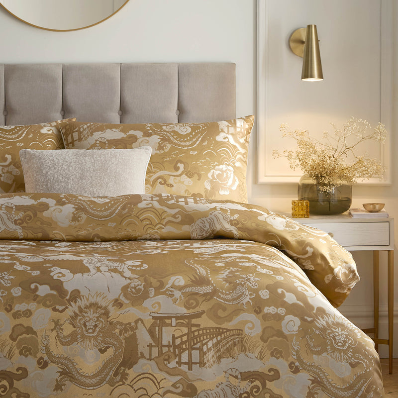 Baransu Jacquard Duvet Cover Set Gold