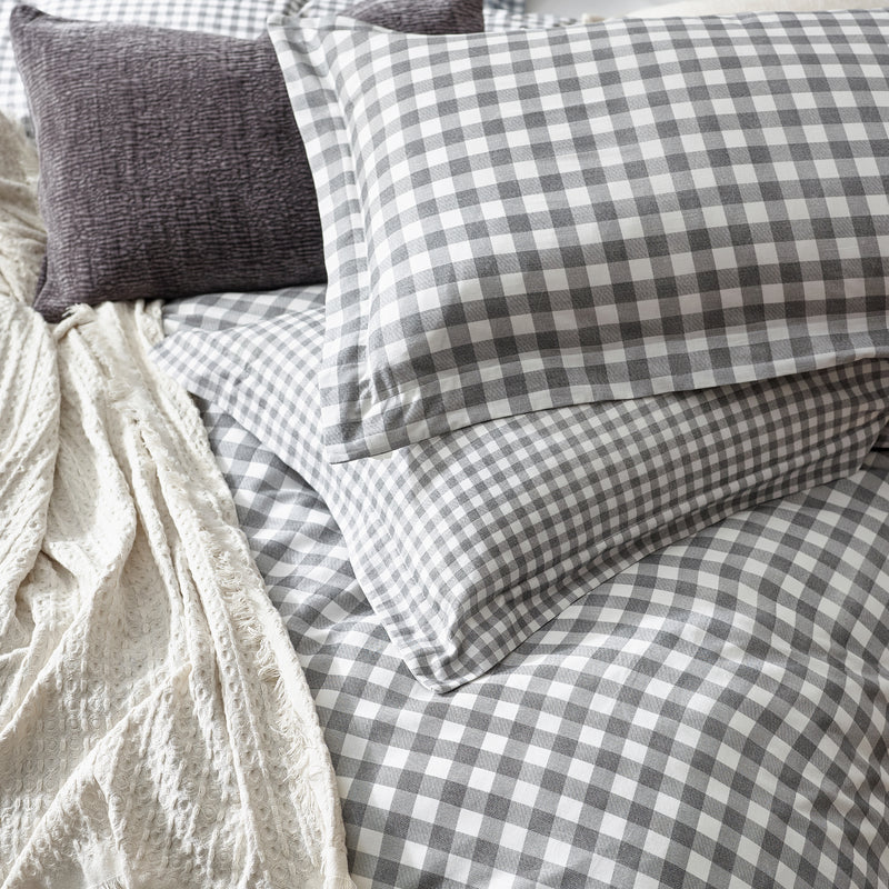 Check Grey Bedding - Barton Check Reversible Duvet Cover Set Grey Yard