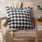 Check Black Cushions - Barton Check Fringed Cushion Cover Black Yard