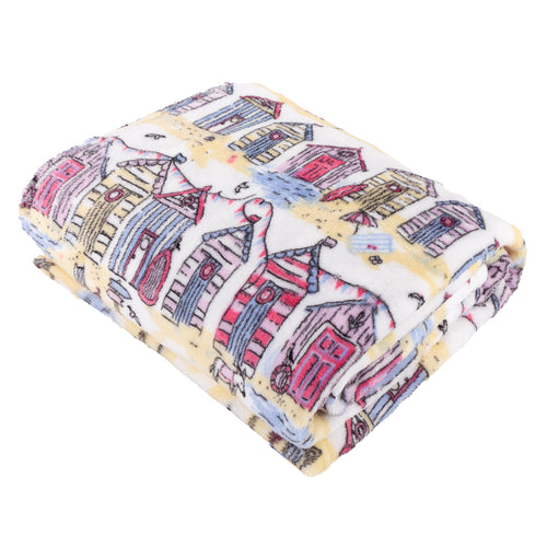 Not Applicable Multi Throws - Beach Huts Fleece Throw Multicolour Furn