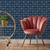 furn. Bee Deco Gold Foil Wallpaper in Navy