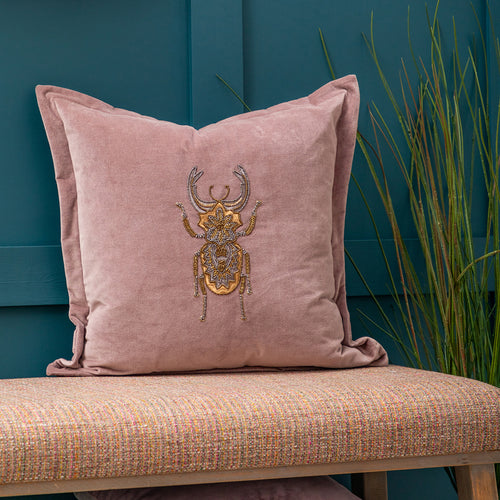 Animal Pink Cushions - Bellatrix Embroidered Cushion Cover Heather Voyage Maison