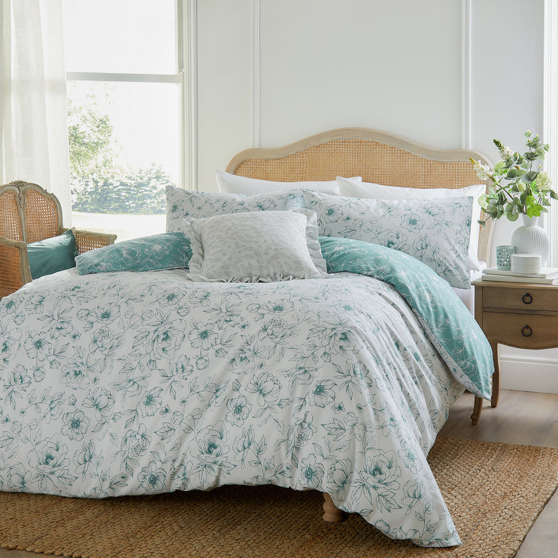 Floral Blue Bedding - Bella Reversible Floral Duvet Cover Set Blue Wylder