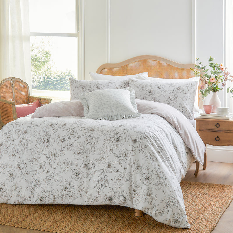 Floral Pink Bedding - Bella Reversible Floral Duvet Cover Set Natural Wylder