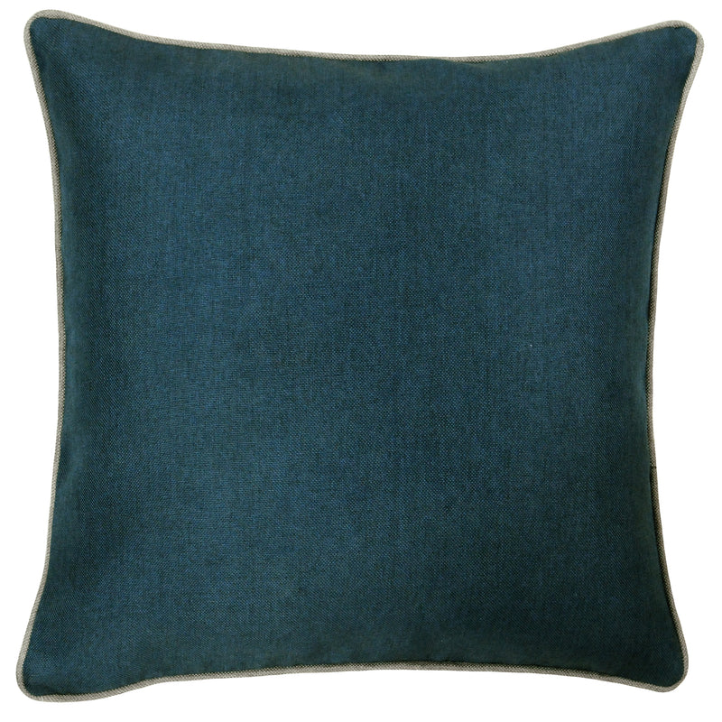 Plain Blue Cushions - Bellucci Piped Contrasting Trim Cushion Cover Petrol/Tobacco Paoletti