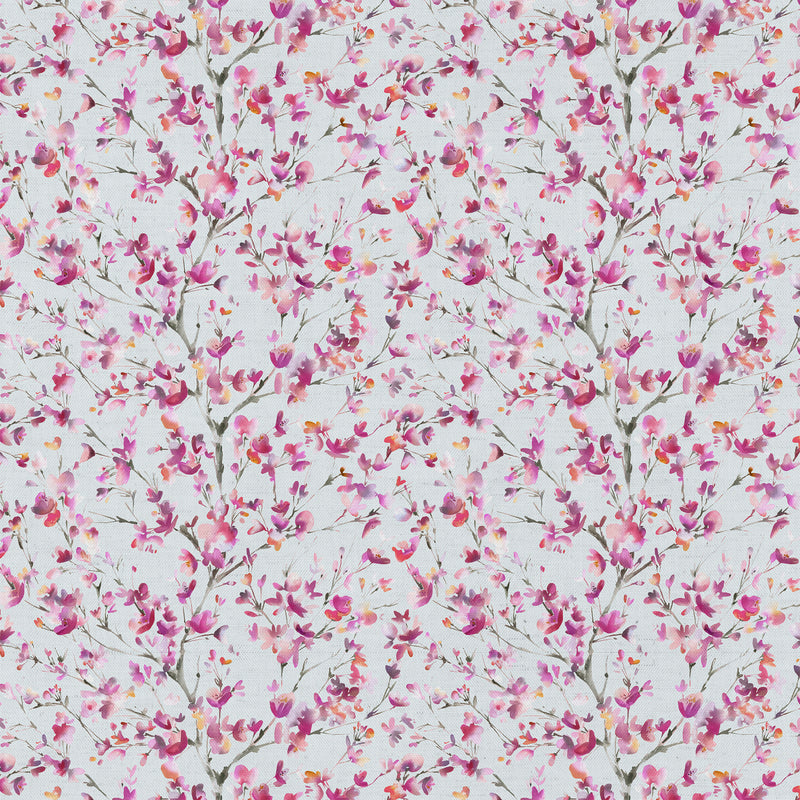 Floral Pink Fabric - Belsay Printed Cotton Fabric Dove Voyage Maison