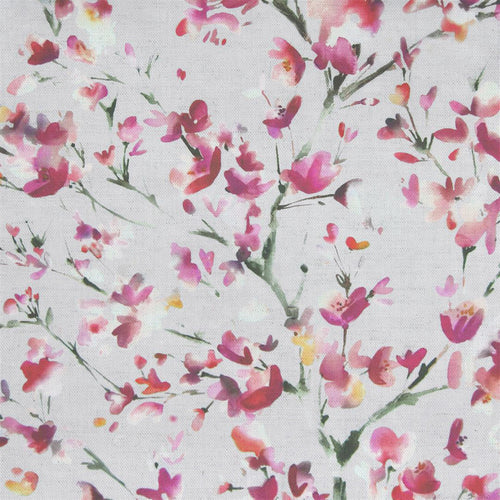 Floral Pink Fabric - Belsay Printed Cotton Fabric Dove Voyage Maison