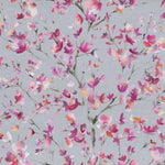 Floral Pink Fabric - Belsay Printed Cotton Fabric Silver Voyage Maison