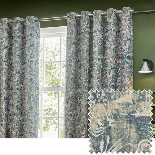 Wylder Bengal Eyelet Curtains in Wedgewood