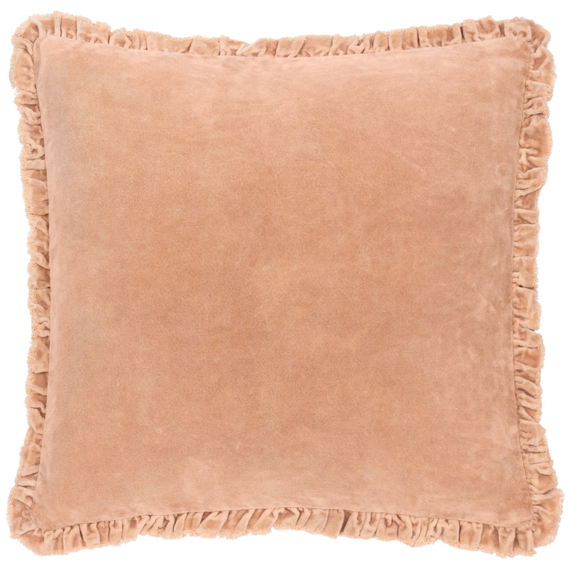 Plain Brown Cushions - Bertie Washed Cotton Velvet Cushion Cover Cashew Yard