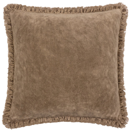  Cushions - Bertie Washed Cotton Velvet Feather Filled Cushion Chocolate Yard