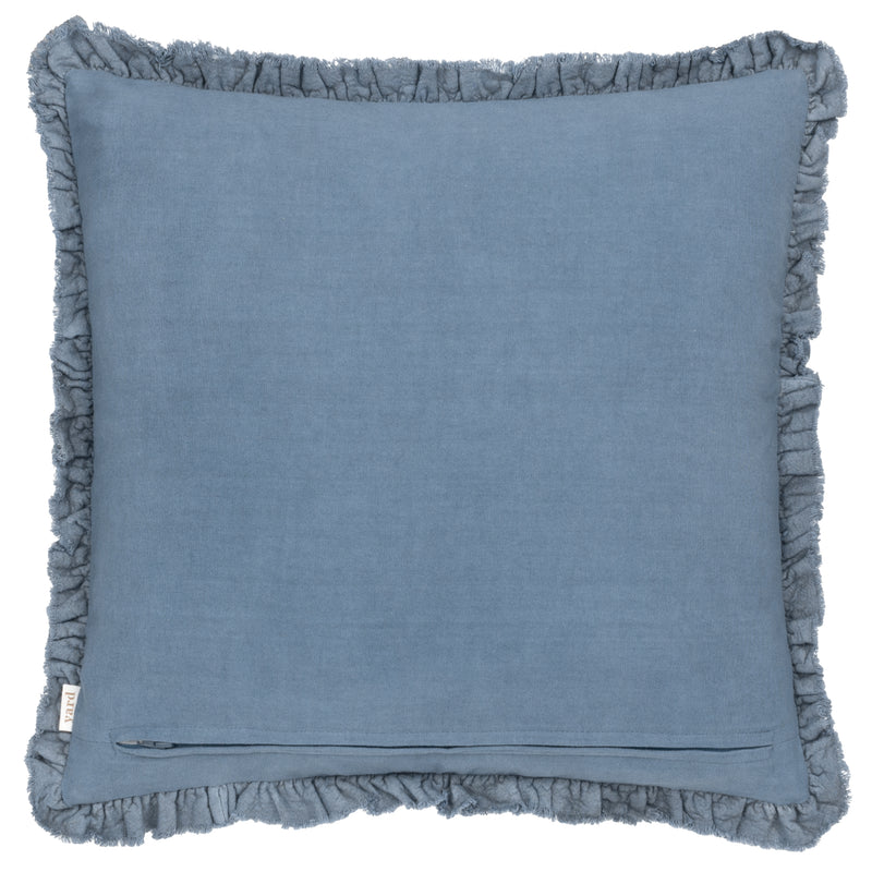 Plain Blue Cushions - Bertie Washed Cotton Velvet Cushion Cover Ink Yard