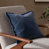 Plain Blue Cushions - Bertie Washed Cotton Velvet Cushion Cover Ink Yard