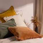 Yard Bertie Washed Cotton Velvet Cushion Cover in Rust