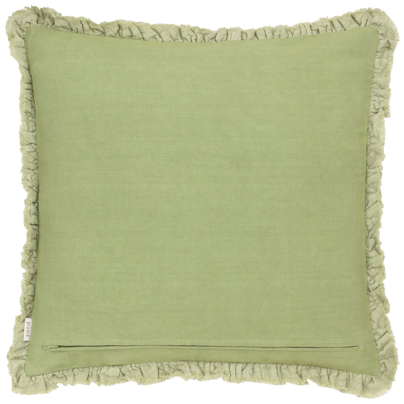 Plain Green Cushions - Bertie Washed Cotton Velvet Cushion Cover Sage Yard