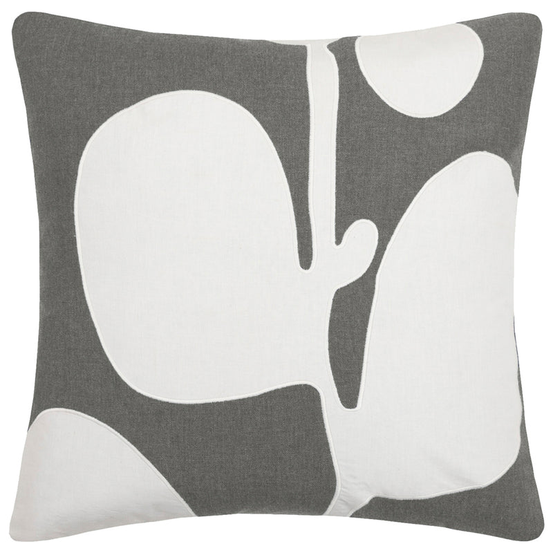 Floral Grey Cushions - Betel Embroidered Cushion Cover Storm Additions