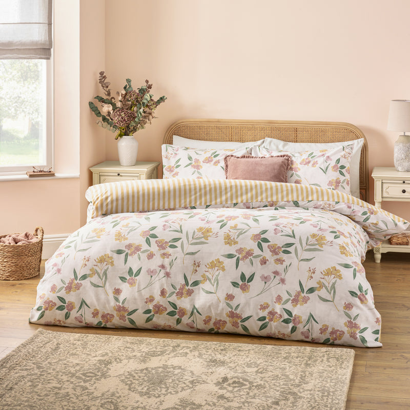Floral Yellow Bedding - Betsie Printed Reversible Duvet Cover Set Yellow Wylder