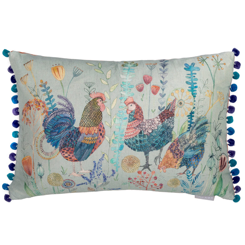 Animal Blue Cushions - Bilbury Flock Printed Cushion Cover Robins Egg Voyage Maison