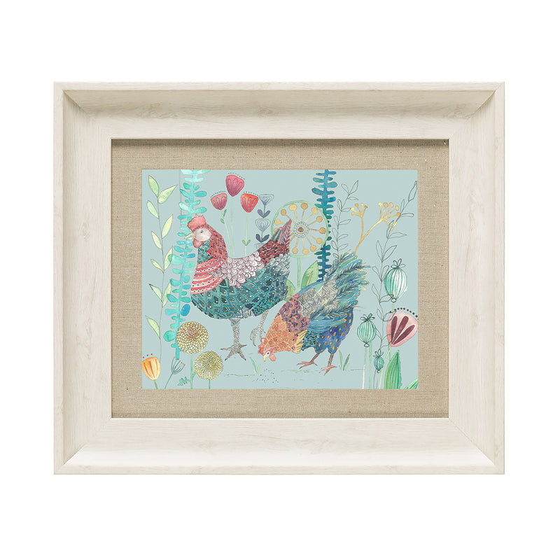 Voyage Maison Bilbury Flock Framed Print in Birch/Robins Egg