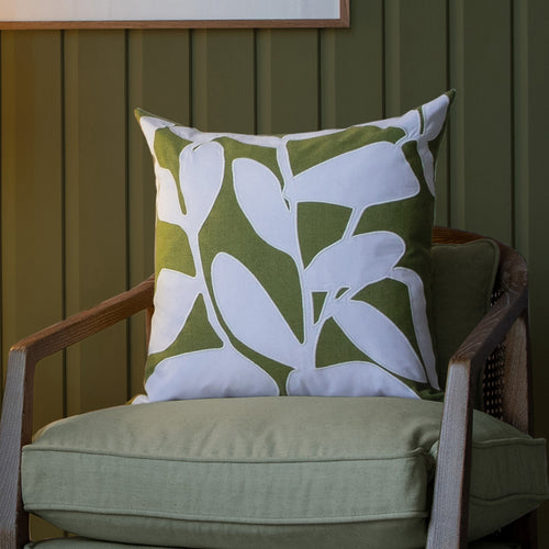 Floral Green Cushions - Birch Embroidered Cushion Cover Grass Additions