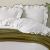 Plain Green Bedding - Blousey Cotton Ruffle Duvet Cover Set Olive Wylder Nature